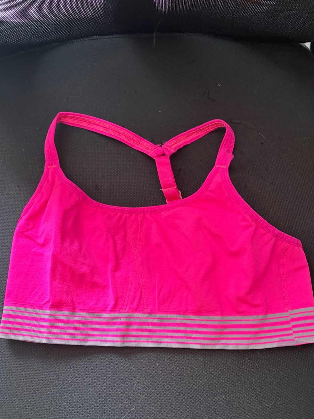 Athleta Hot Pink Racerback Seamless Sports Bra with Striped Band